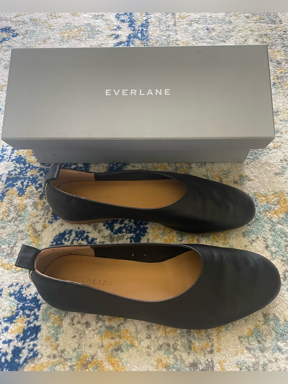 Everlane Women's The Day Glove Black Italian Leather Slip-On Ballet Flats w/box